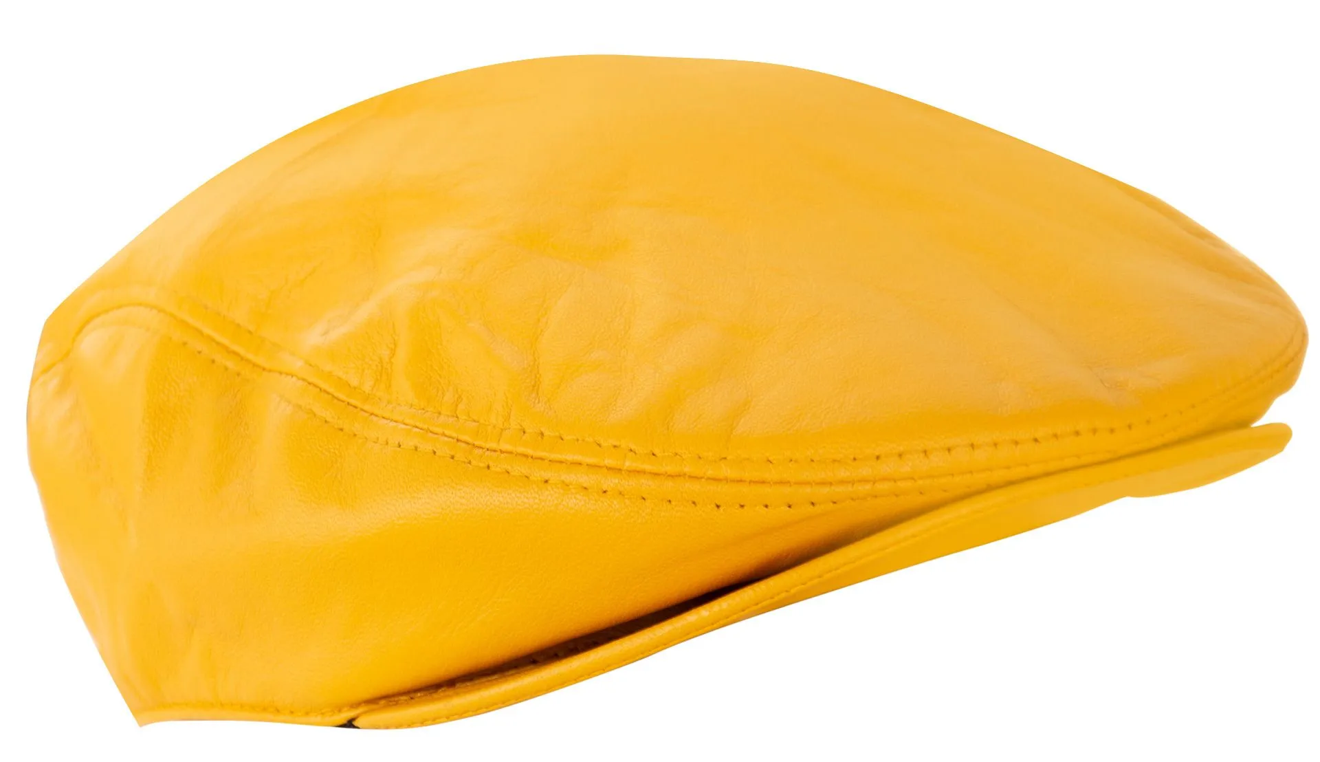 Men's Yellow Leather Flat Cap