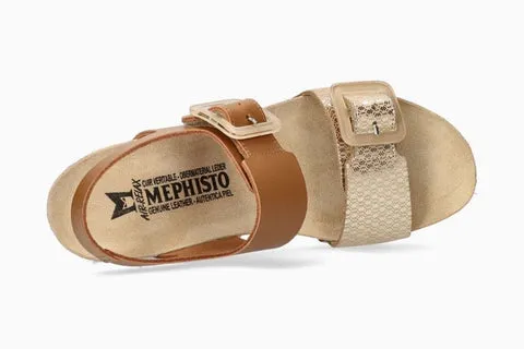 Mephisto Womens Lissia Wedge Sandals - Camel