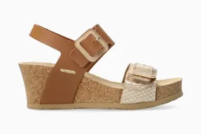 Mephisto Womens Lissia Wedge Sandals - Camel