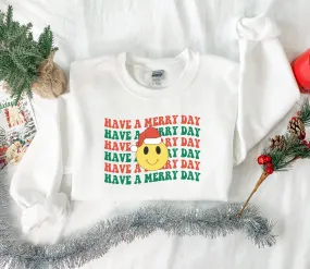 Merry Day Adult White Sweatshirt