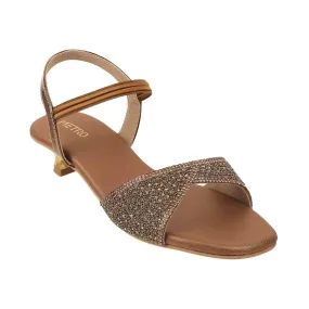 Metro Girls Antique-Gold Party Sandals