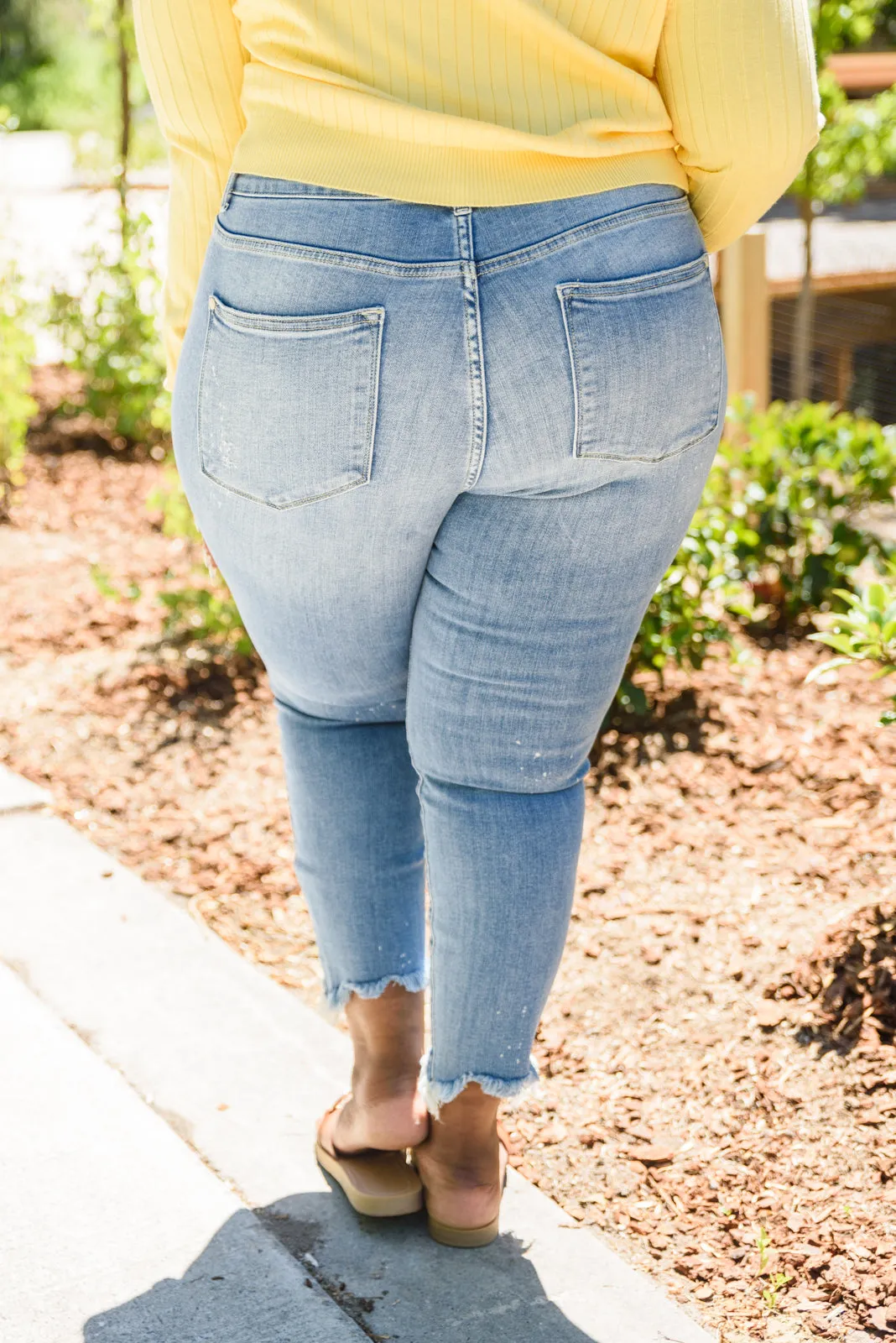 Mid-Rise Bleach Splash Jeans by Kandis