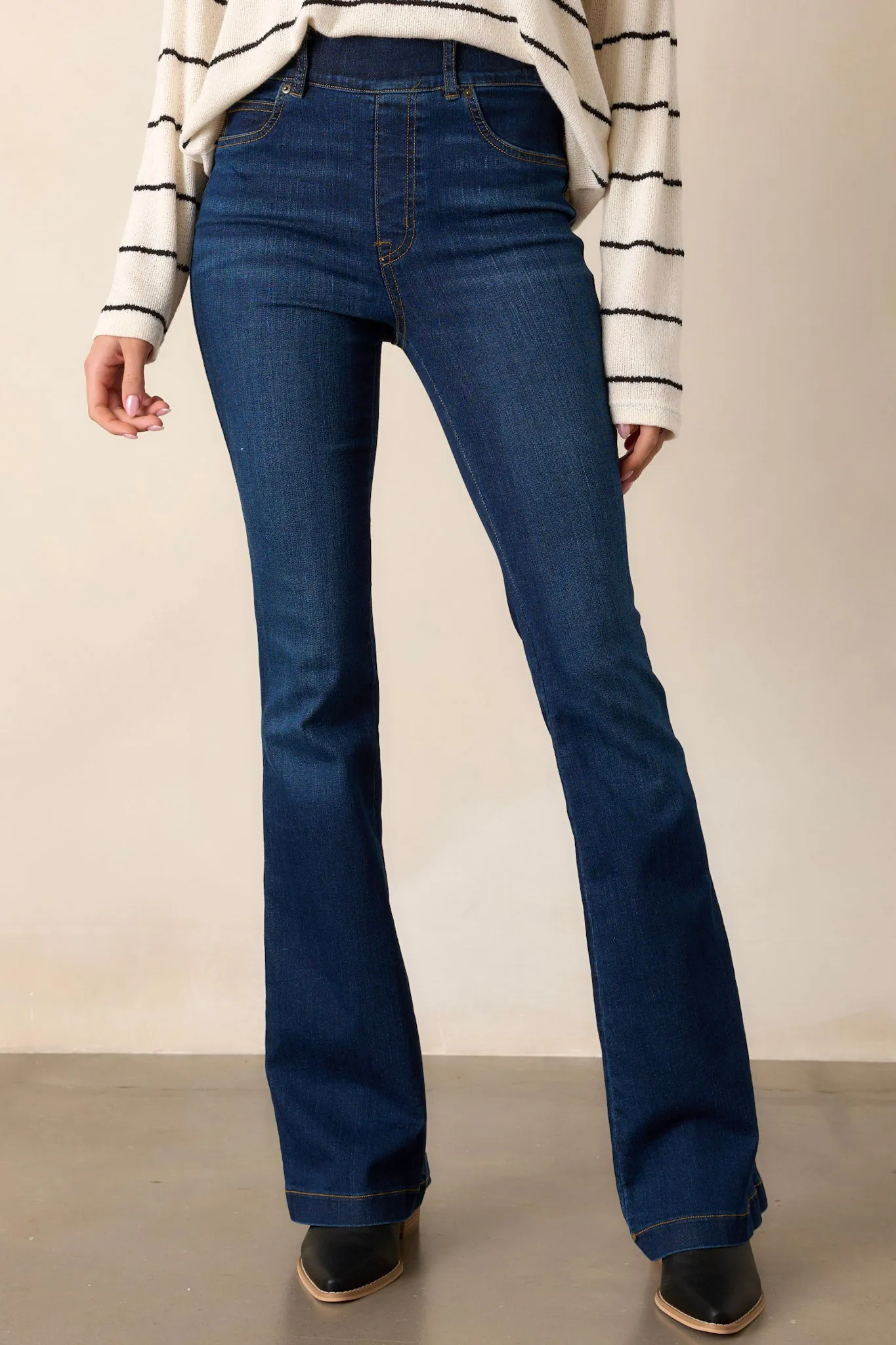 Midnight Shade Pull On Stretch Flare Jeans