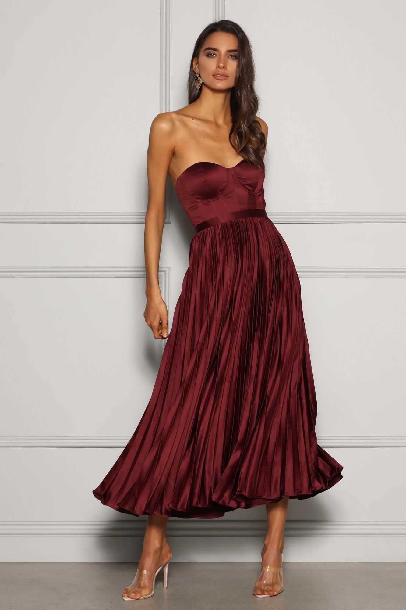 Wine Red Midi Dress