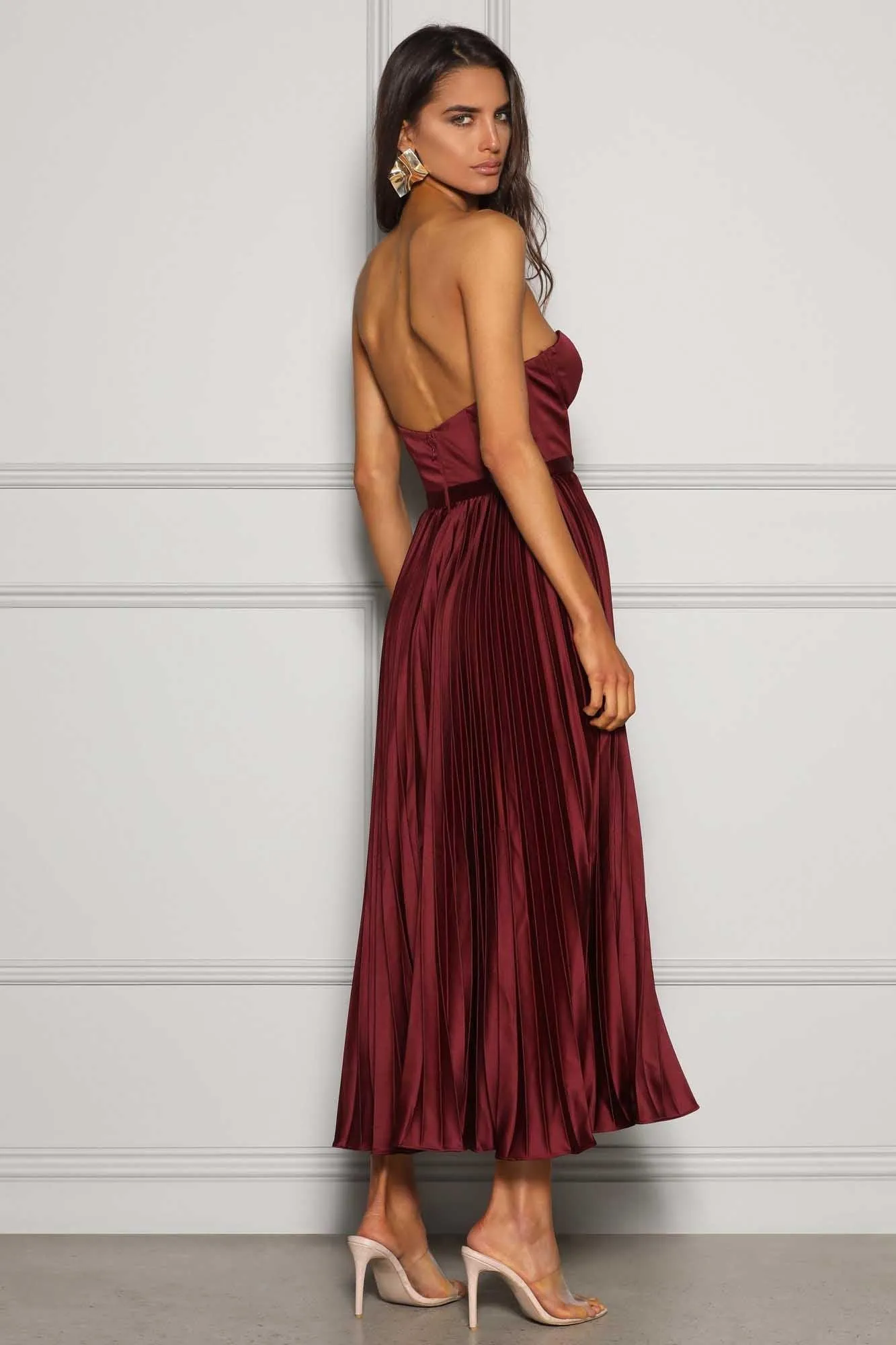 Wine Red Midi Dress