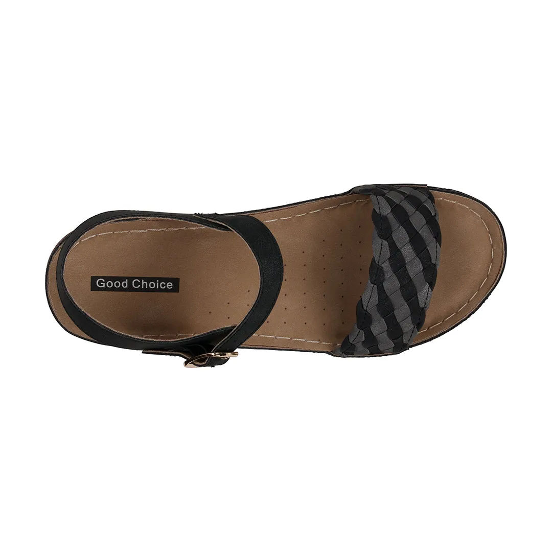 Millis Black Comfort Flat Sandals