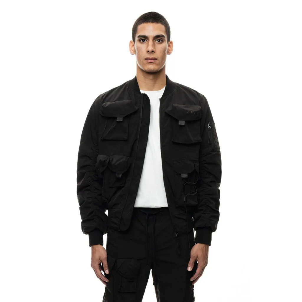 Mixed Media Utility Jacket - Black