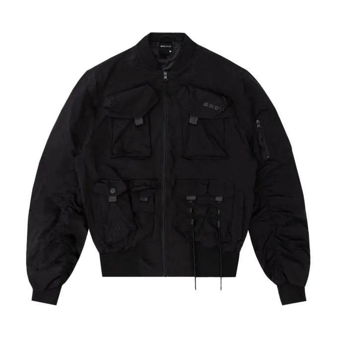 Mixed Media Utility Jacket - Black