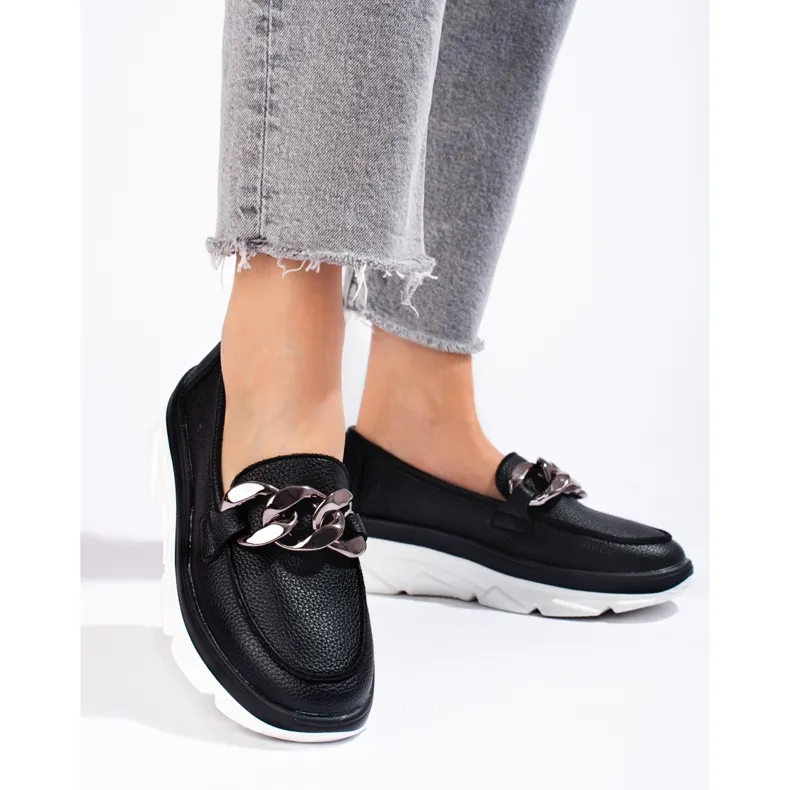 Black Vinceza moccasins shoes.