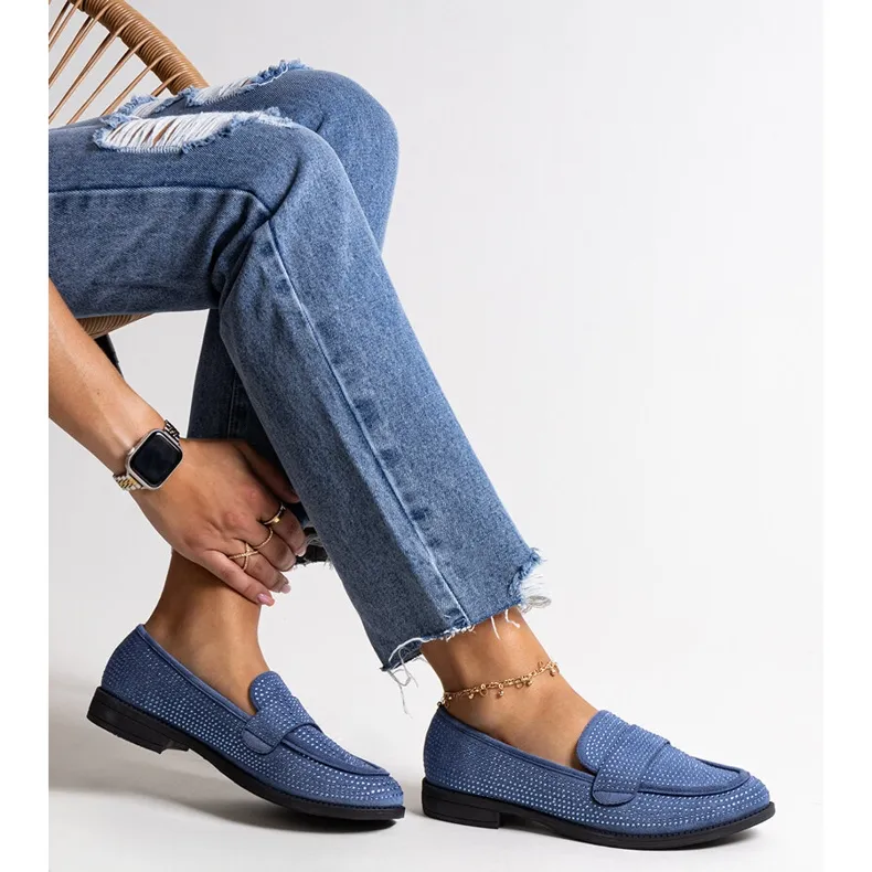 Blue Rhinestone Moccasins.