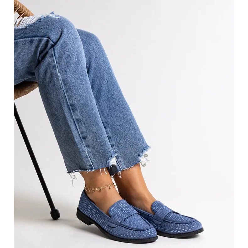 Blue Rhinestone Moccasins.