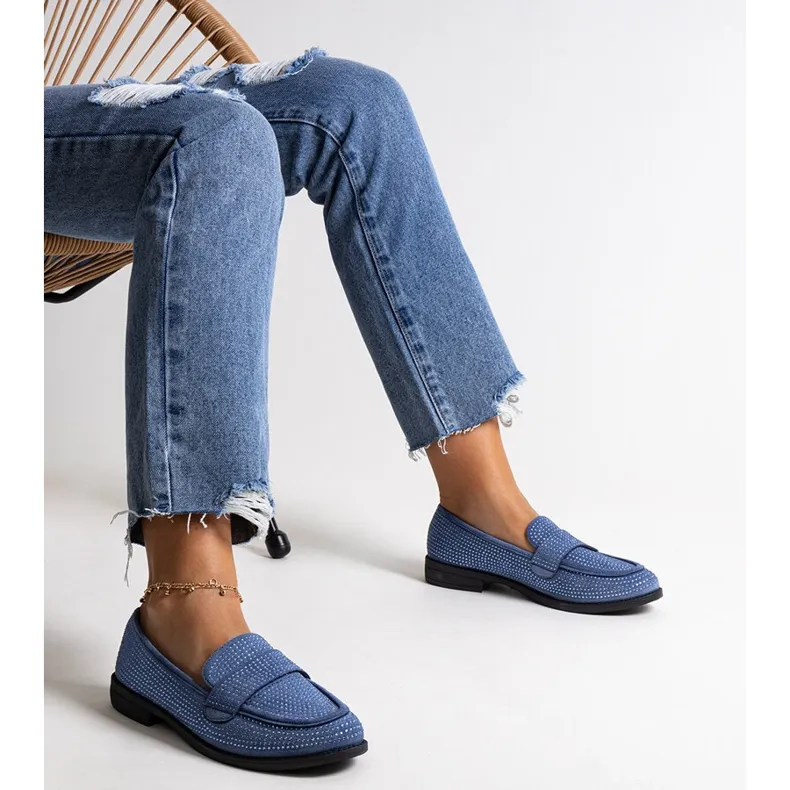 Blue Rhinestone Moccasins.