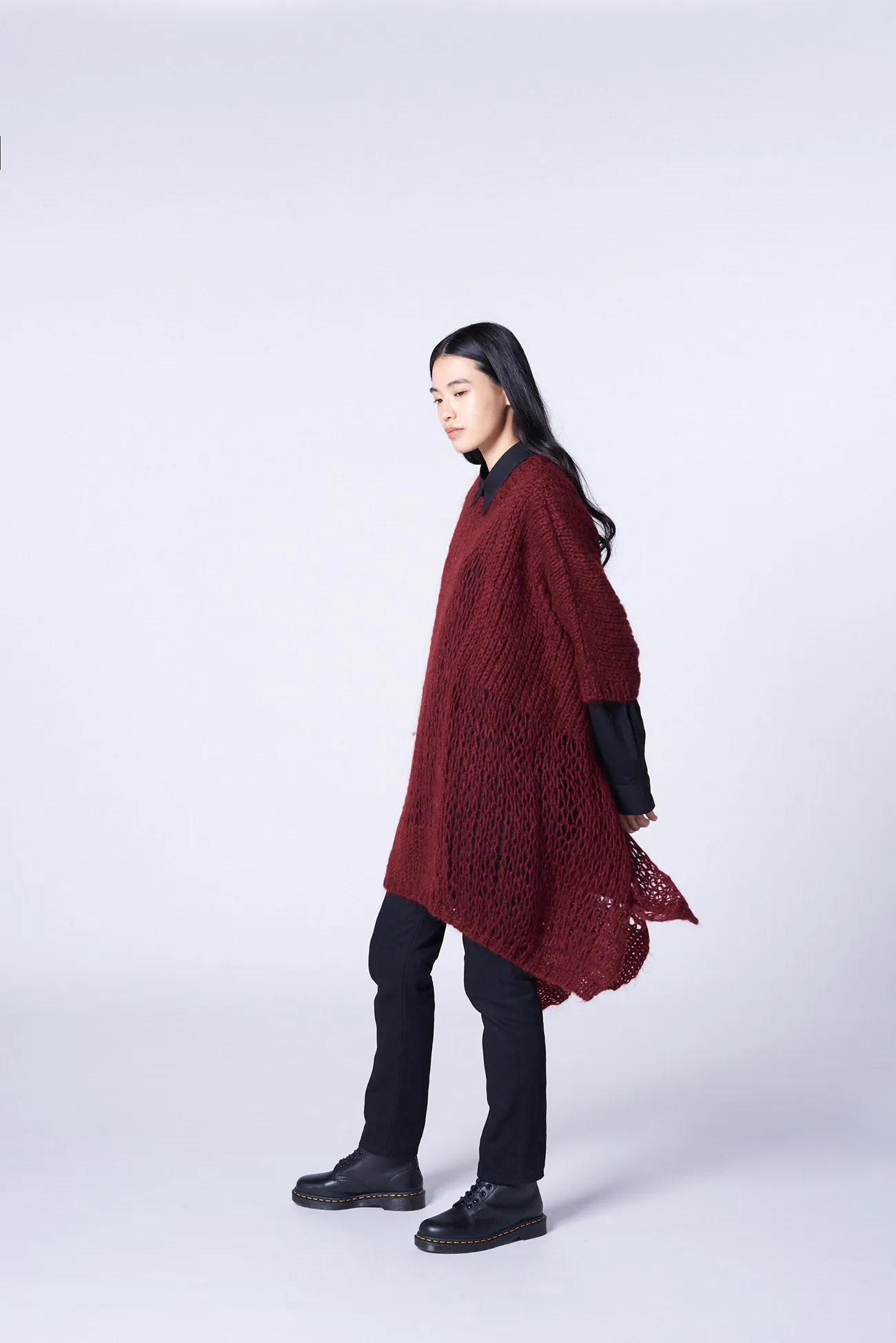 MOHAIR MIX BIG SIZE DRAPE KNIT