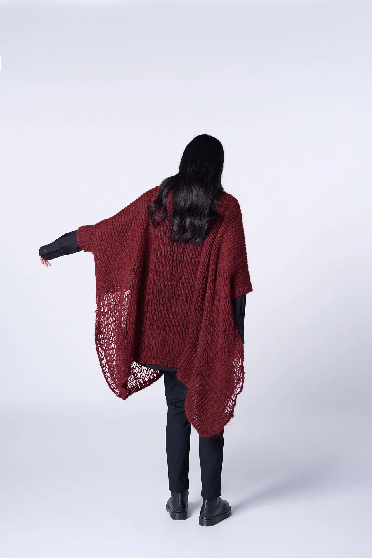 MOHAIR MIX BIG SIZE DRAPE KNIT