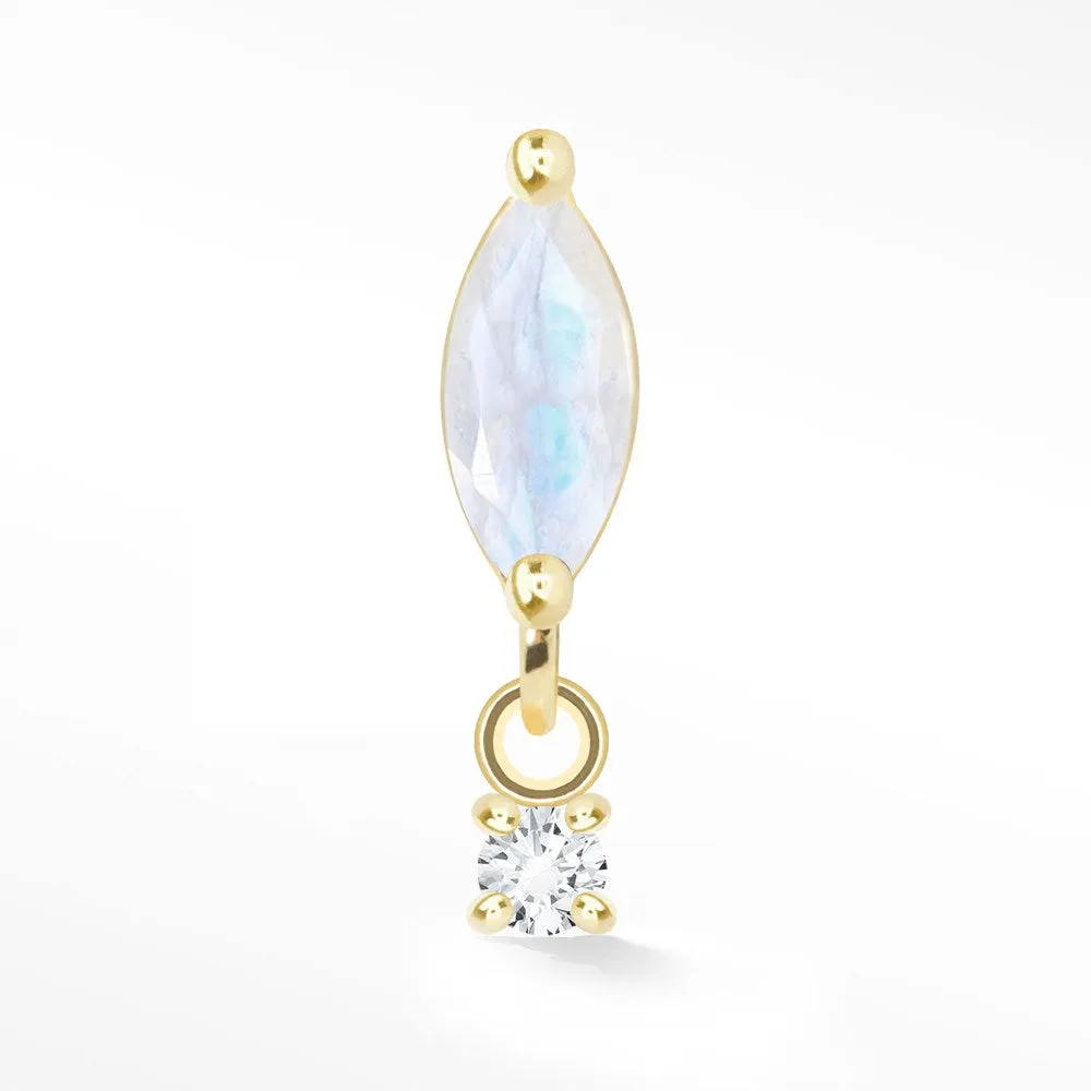 14k Yellow Moonstone Earrings with Flat Back