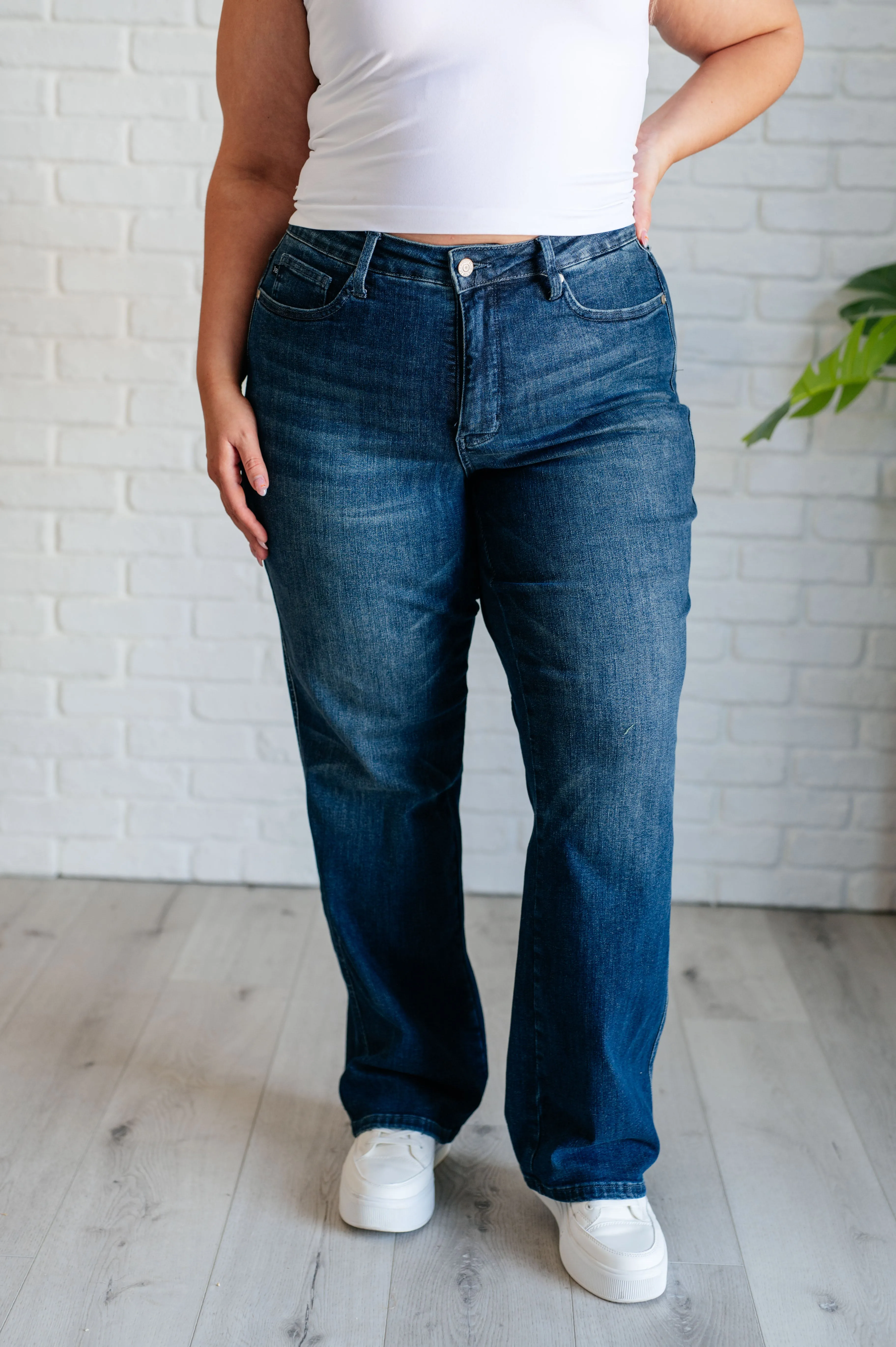 Muriel Mid Rise Jeans with Control Top - Classic Straight Leg