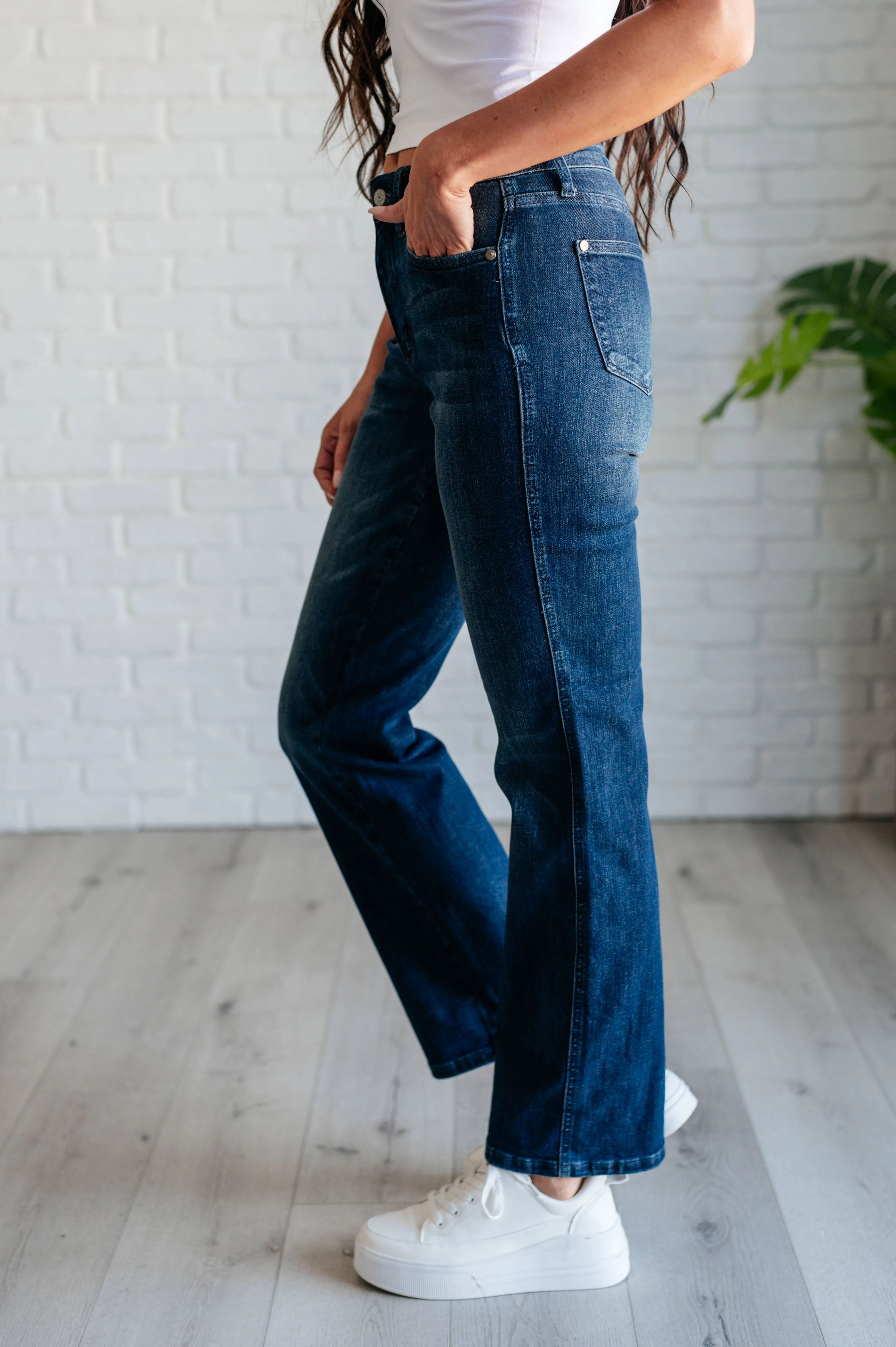 Muriel Mid Rise Jeans with Control Top - Classic Straight Leg