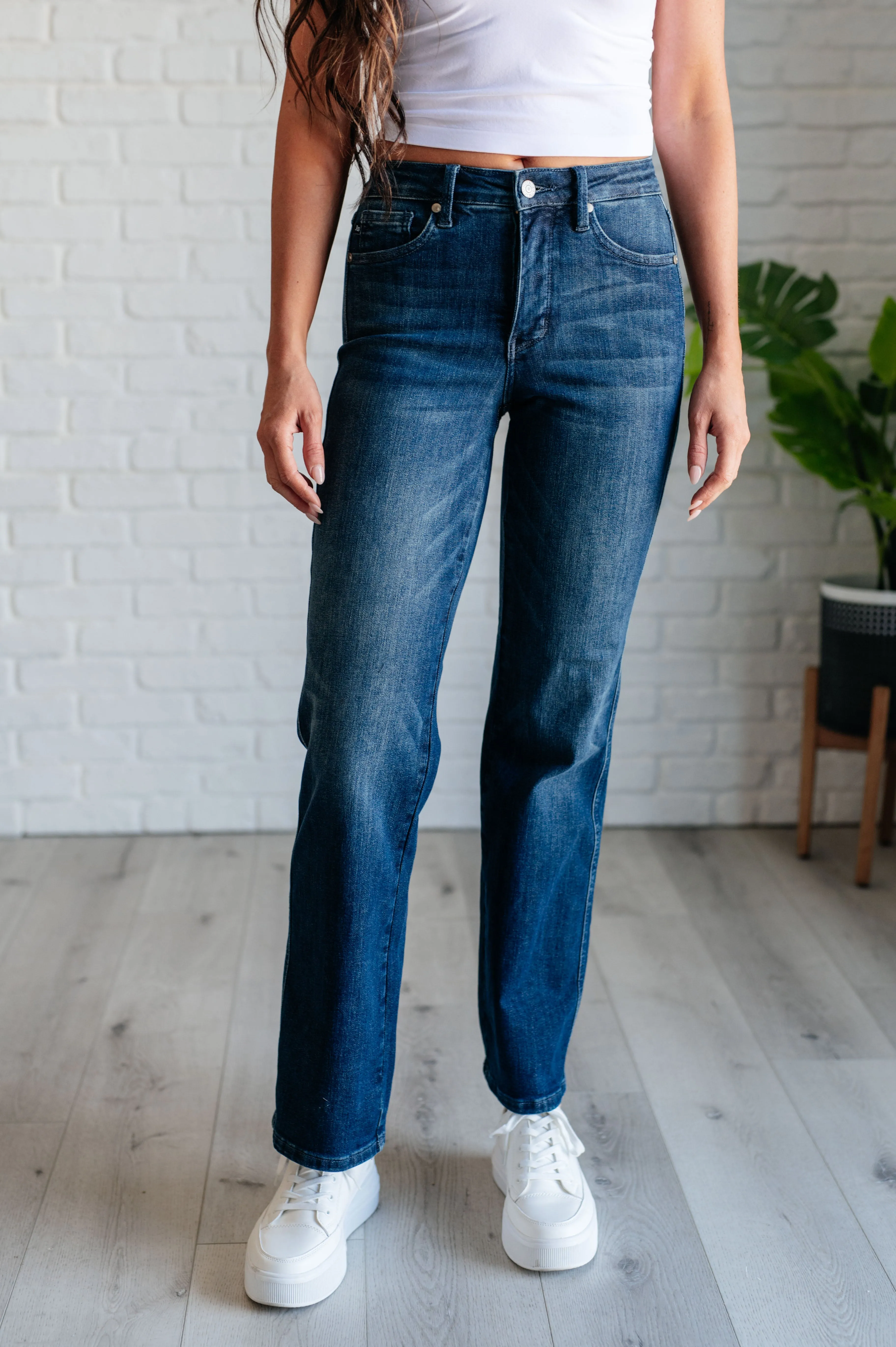 Muriel Mid Rise Jeans with Control Top - Classic Straight Leg