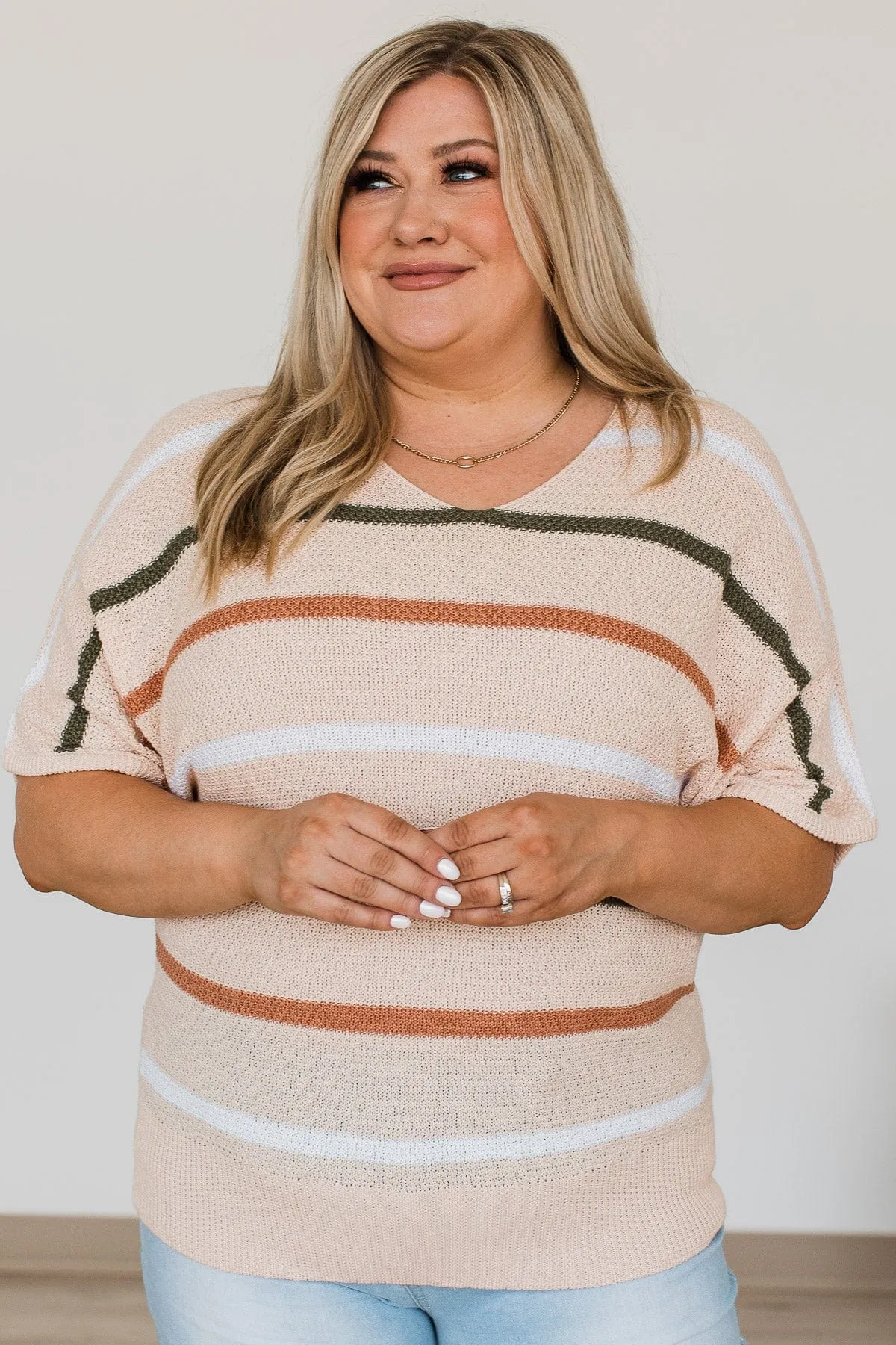 Striped Knit Top in Peach