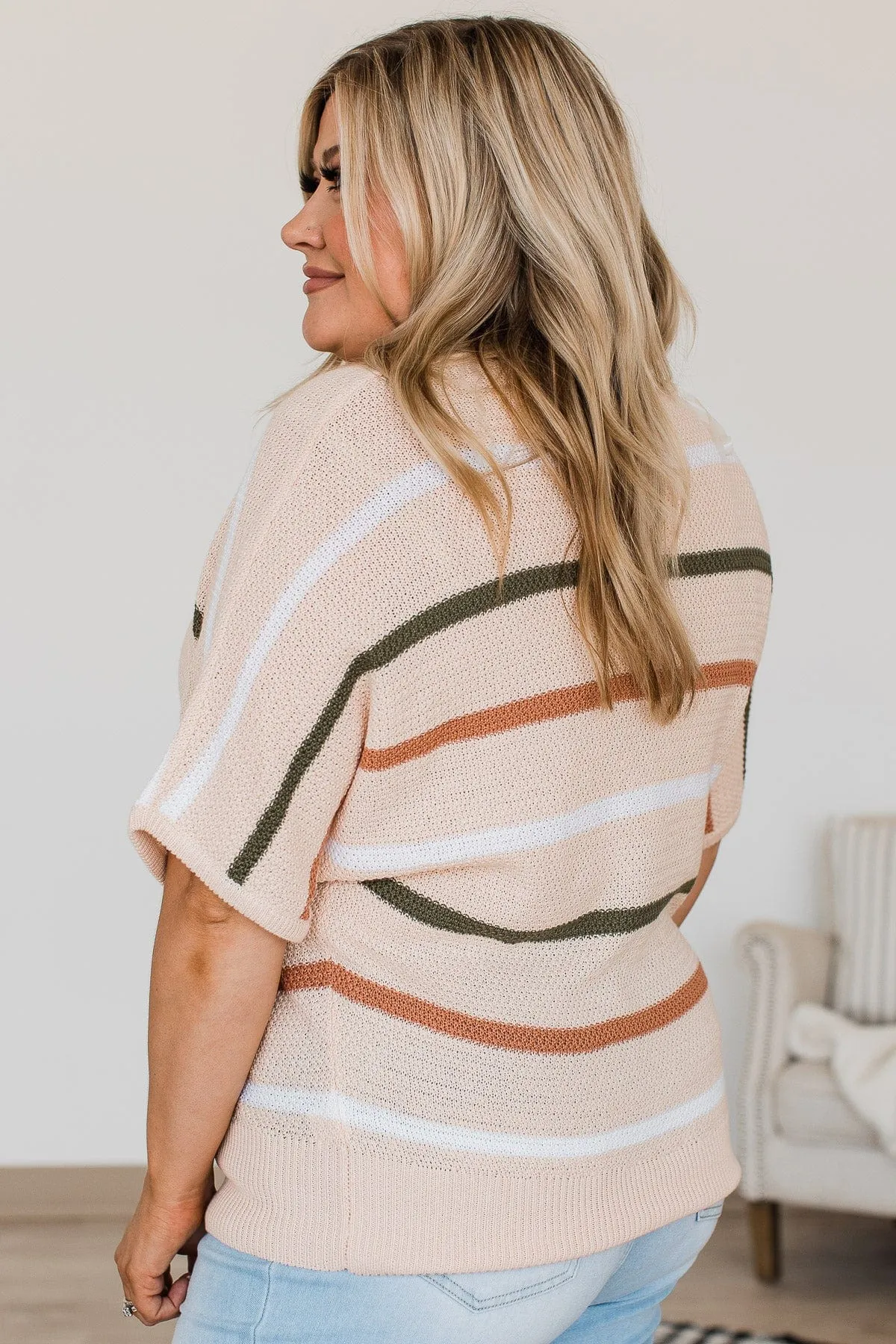 Striped Knit Top in Peach