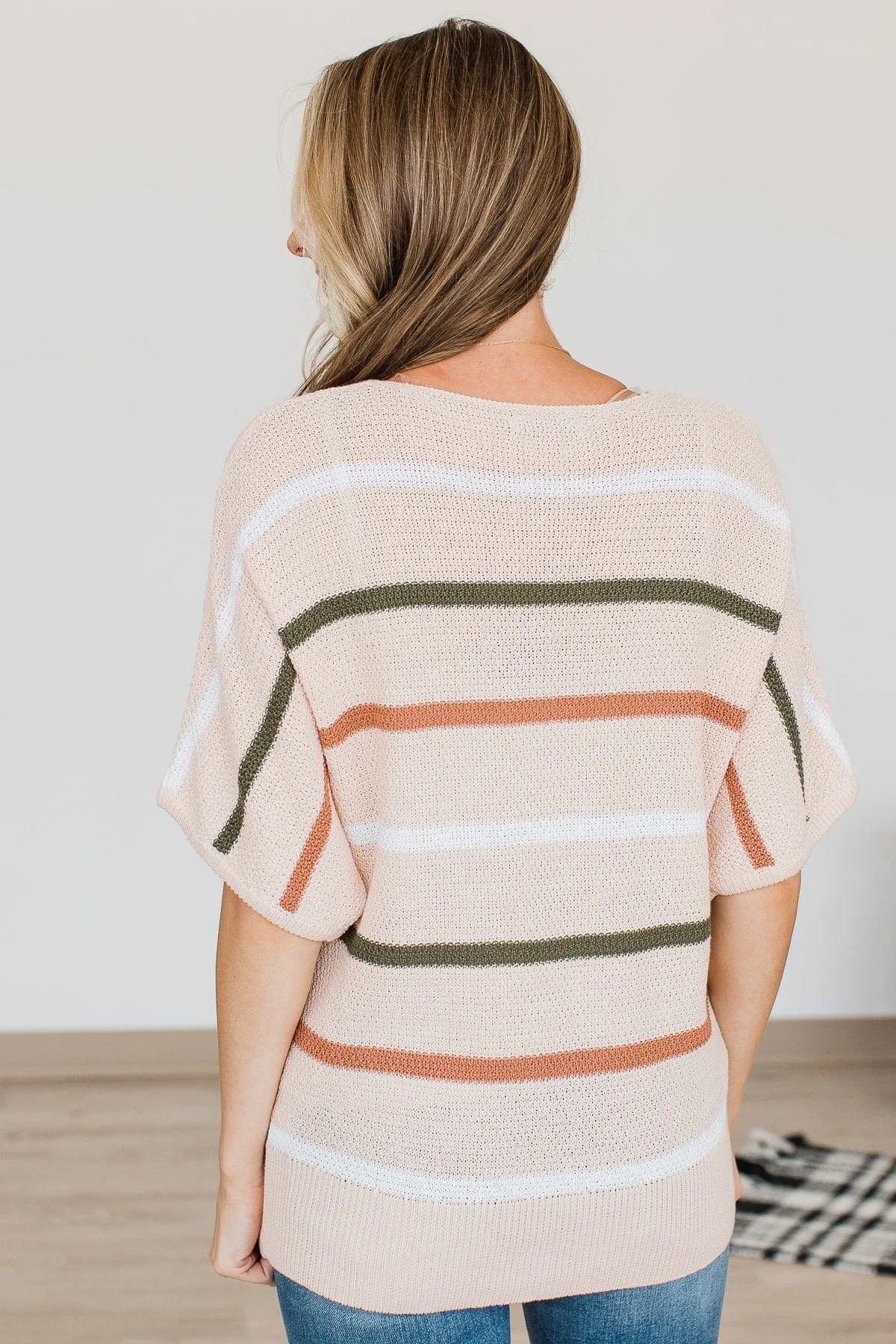 Striped Knit Top in Peach