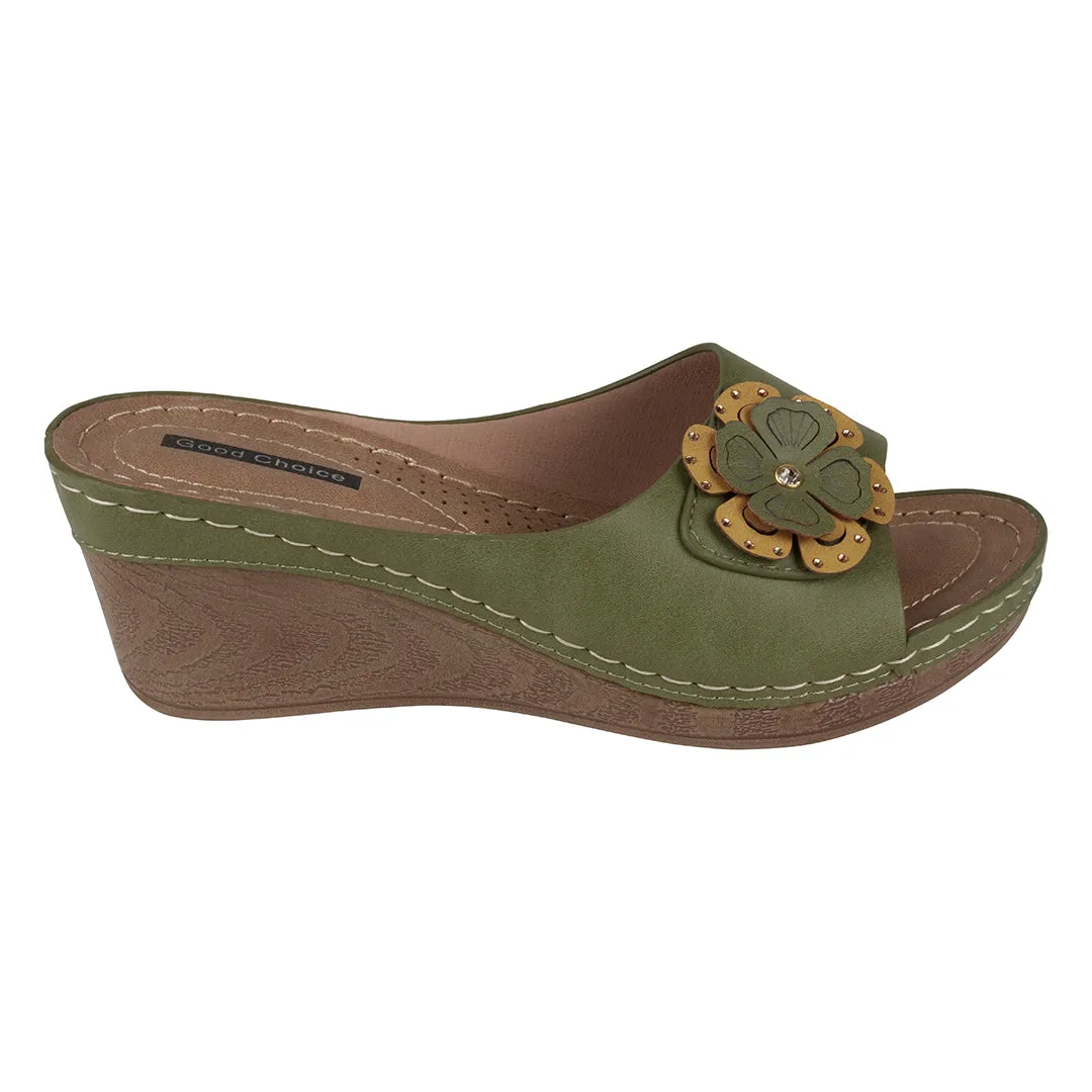 Naples Green Wedge Sandals