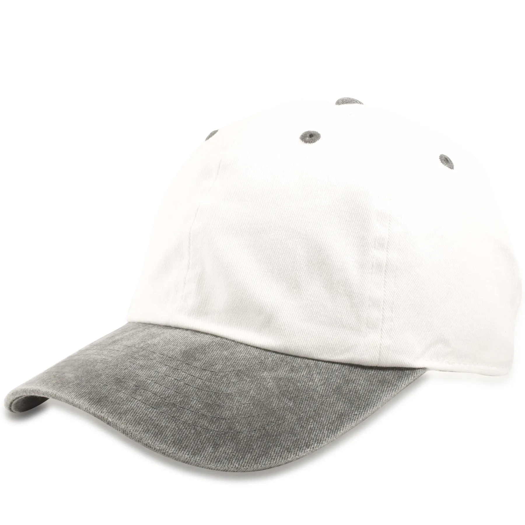 Black Adjustable Dad Hat with Natural White Color Blocking