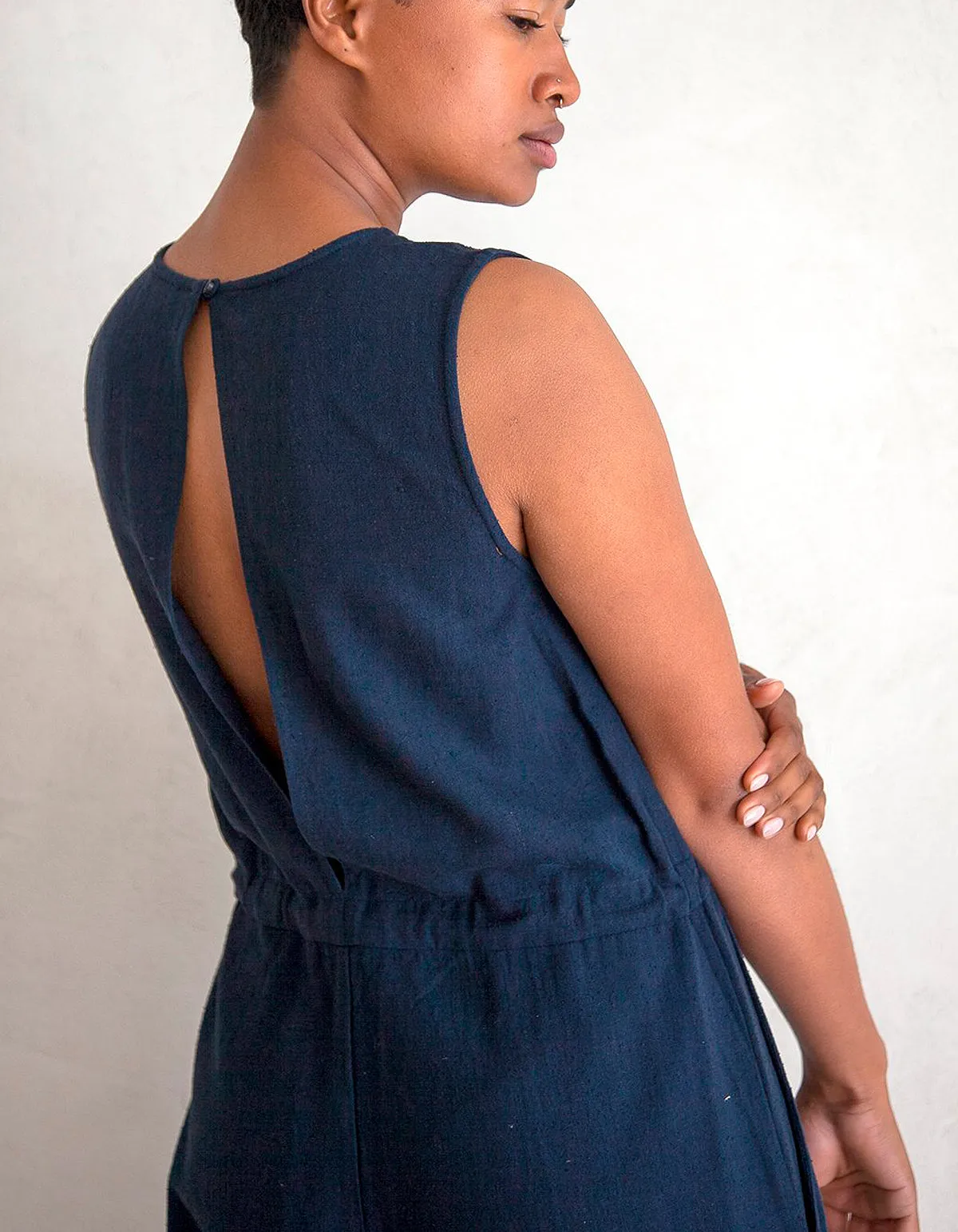 Navy Blue Silk Jumpsuit