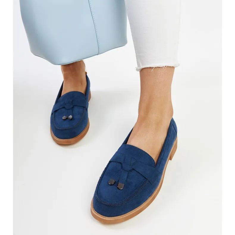 Navy blue suede moccasins Vinceza