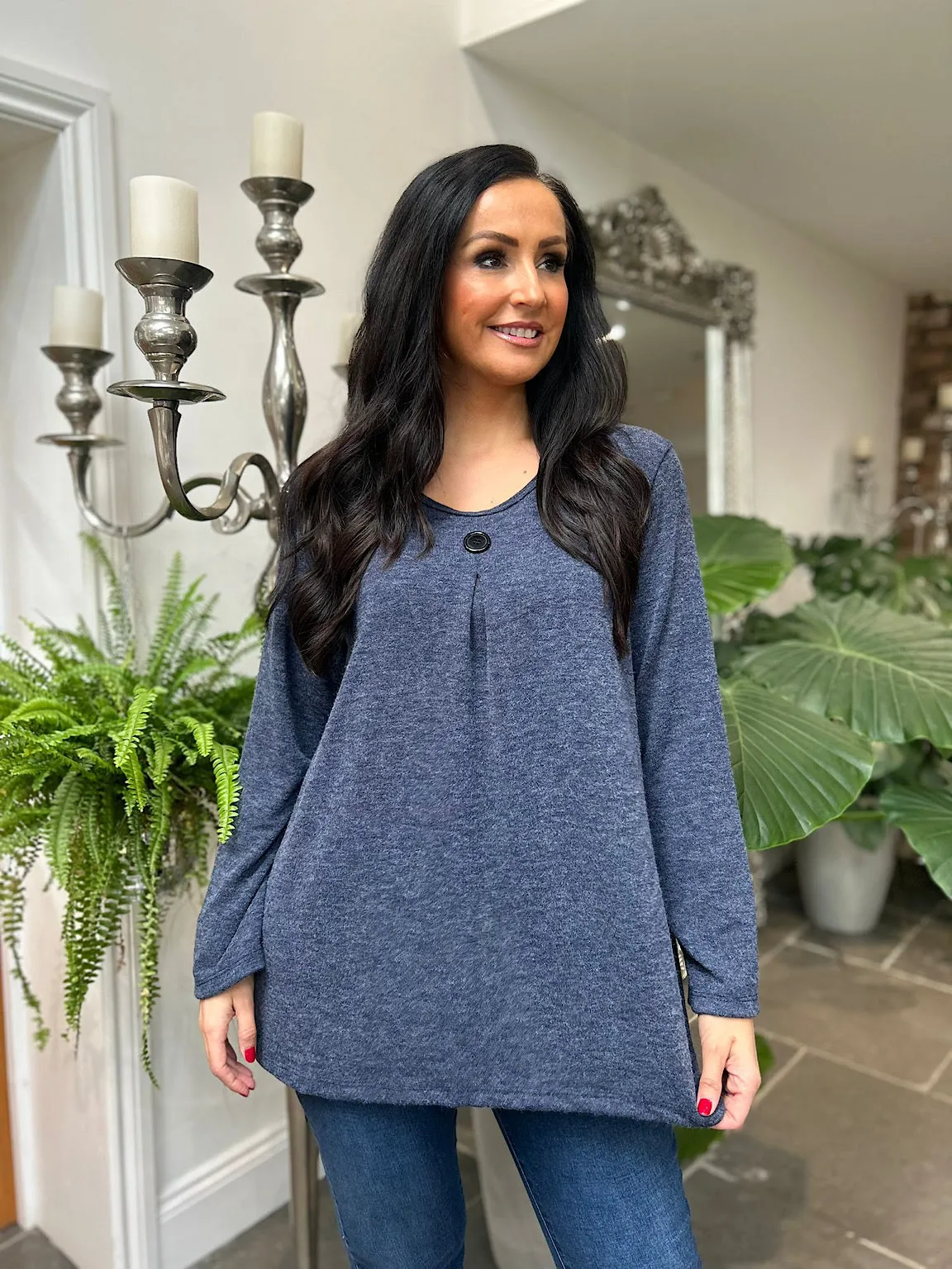 Navy Knit Freya with Single Button