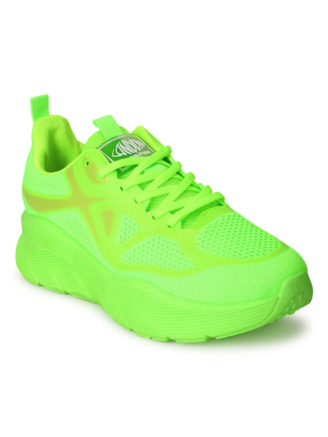 Neon Green Mesh Lace-Up Sneakers (TC-RS3613-NEONGRN)