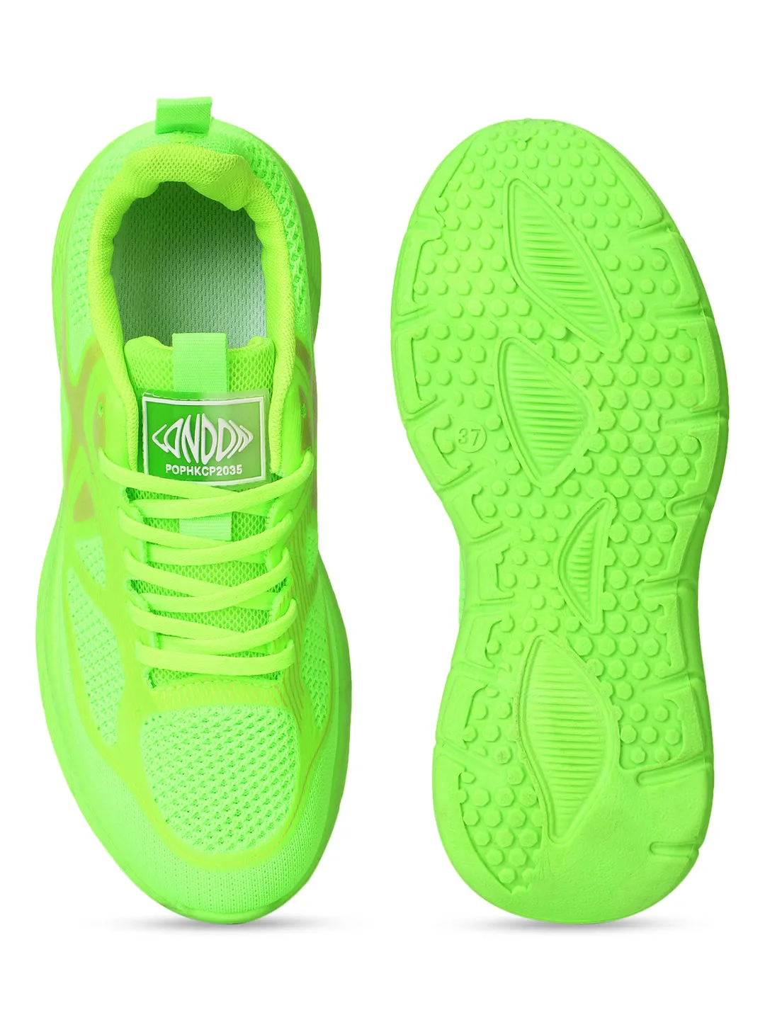 Neon Green Mesh Lace-Up Sneakers (TC-RS3613-NEONGRN)