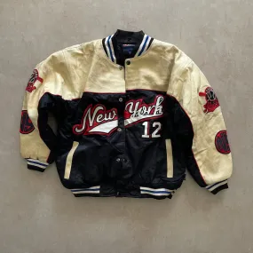 New York Cream/Black Leather Jacket