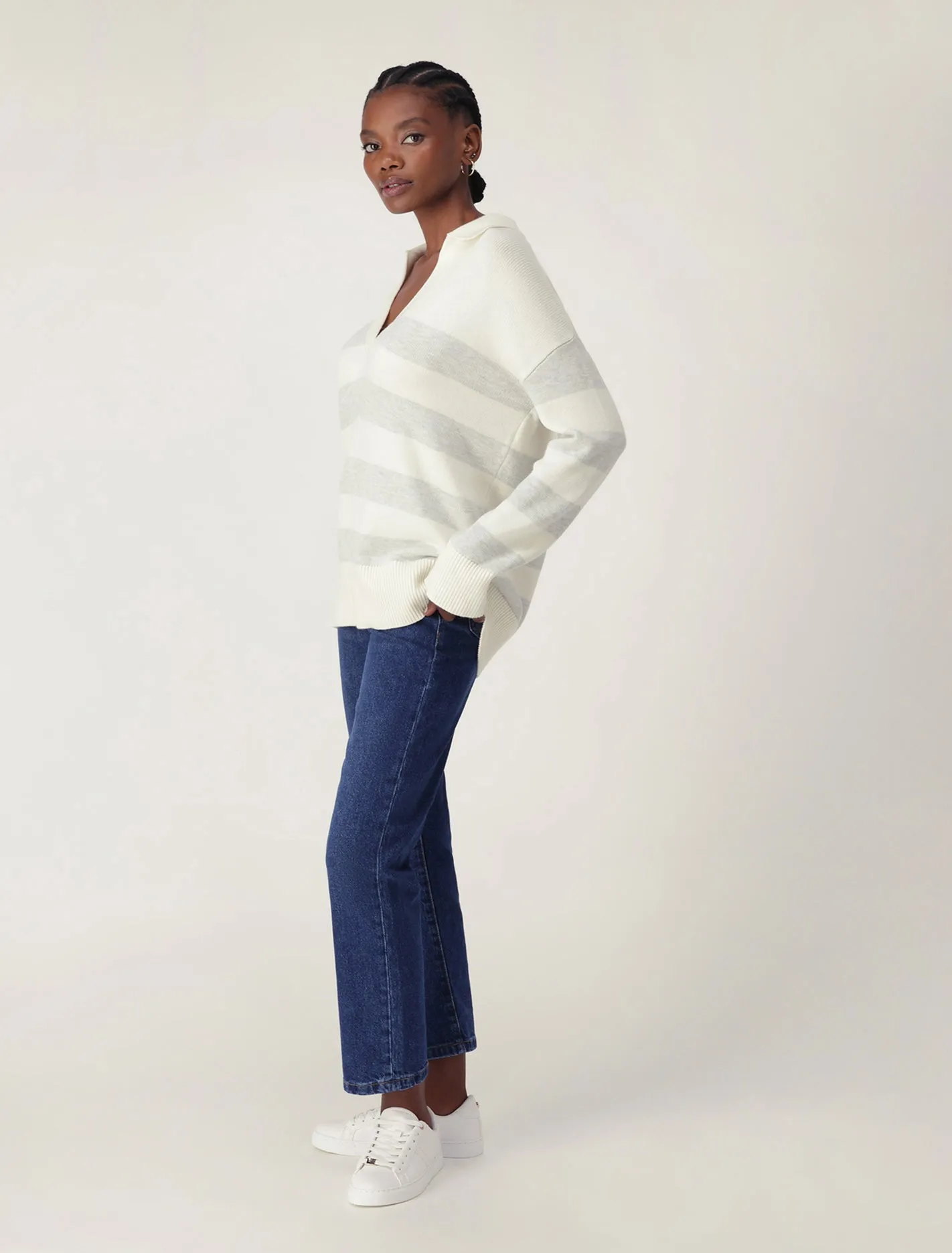 Striped Polo Collar Jumper by Nicole