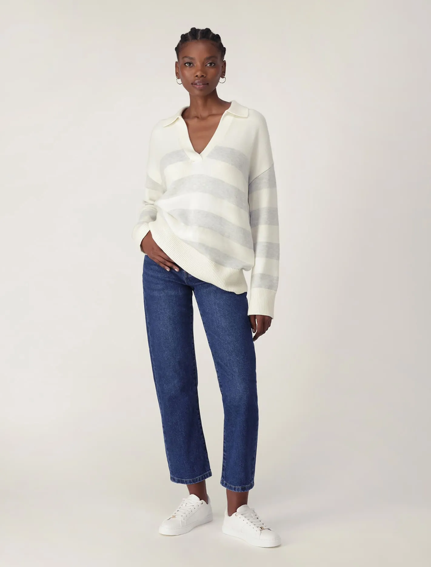 Striped Polo Collar Jumper by Nicole