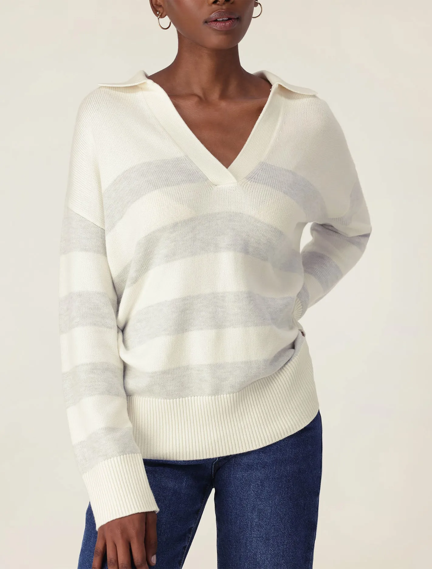 Striped Polo Collar Jumper by Nicole