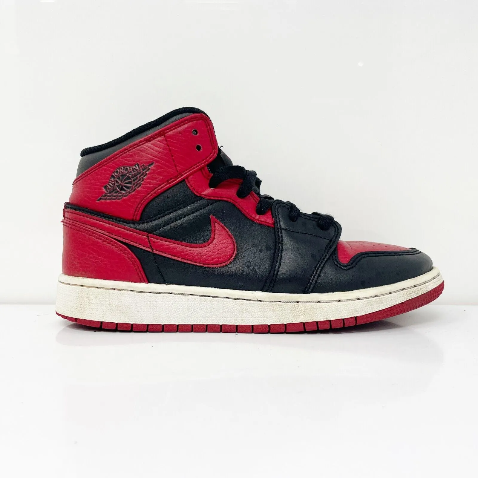 Nike Boys Air Jordan 1 Mid 554725-074 Red Basketball Shoes Sneakers Size 4Y