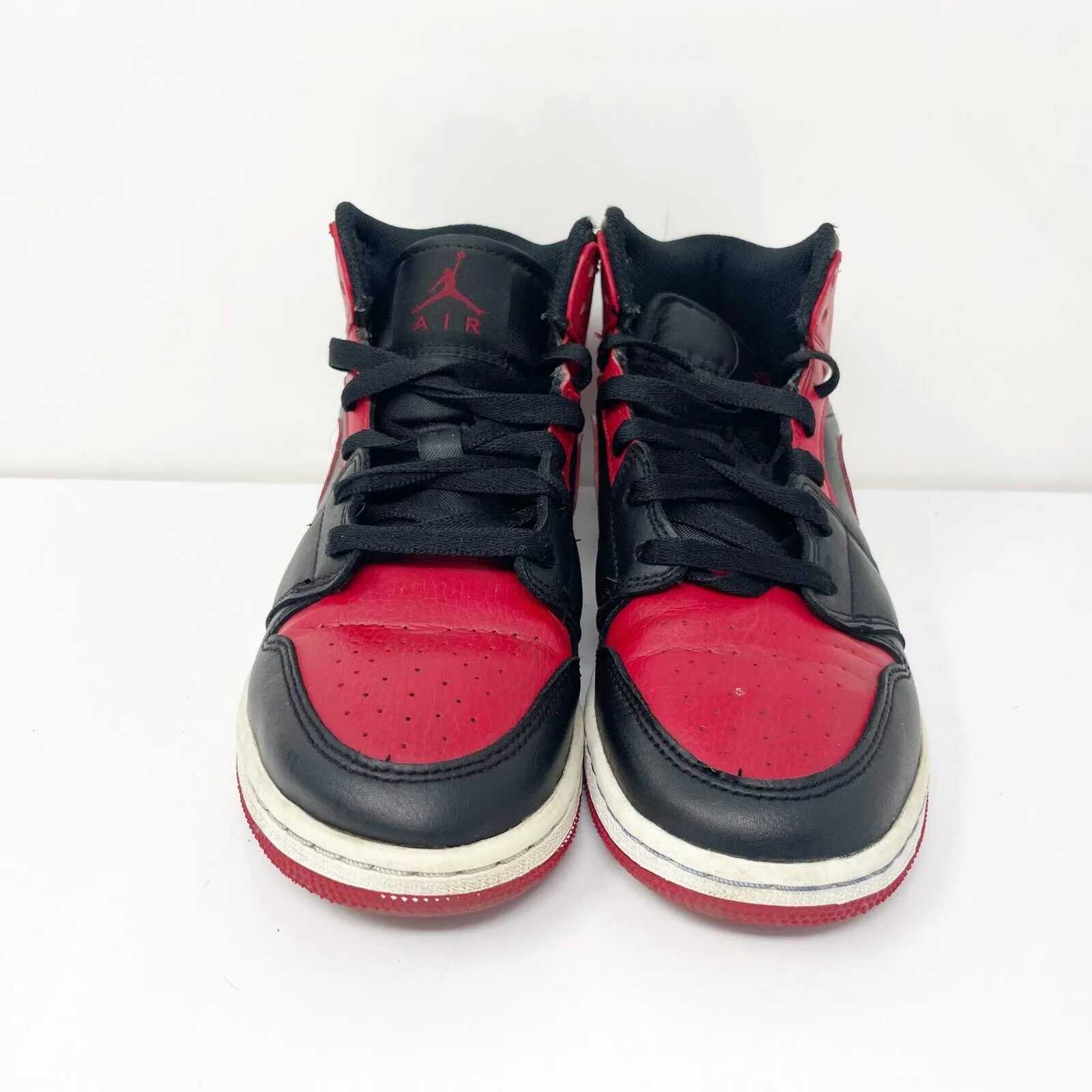 Nike Boys Air Jordan 1 Mid 554725-074 Red Basketball Shoes Sneakers Size 4Y