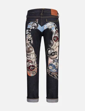 Ninja Daruma Daicock Embroidery Carrot Fit Jeans #2017