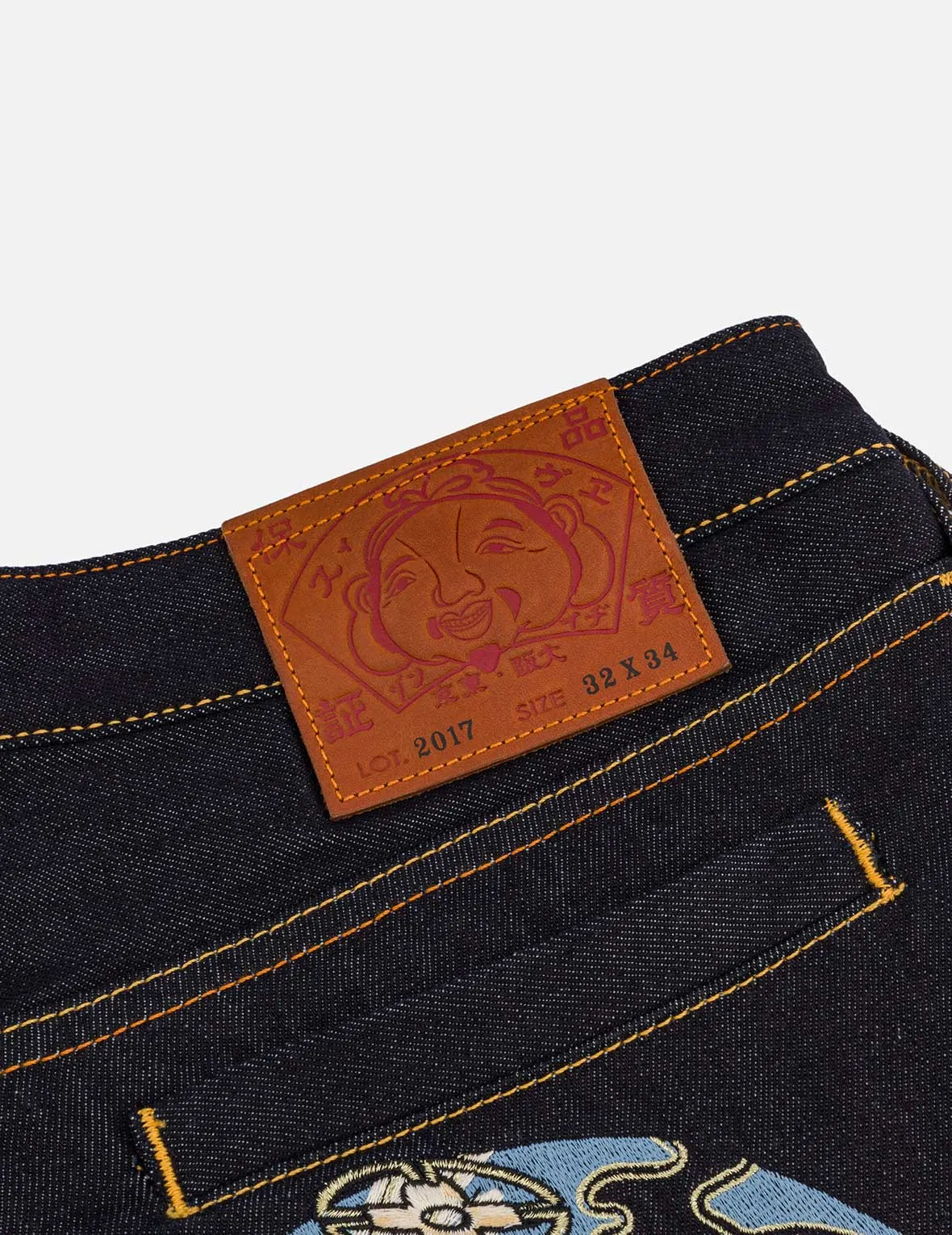 Ninja Daruma Daicock Embroidery Carrot Fit Jeans #2017