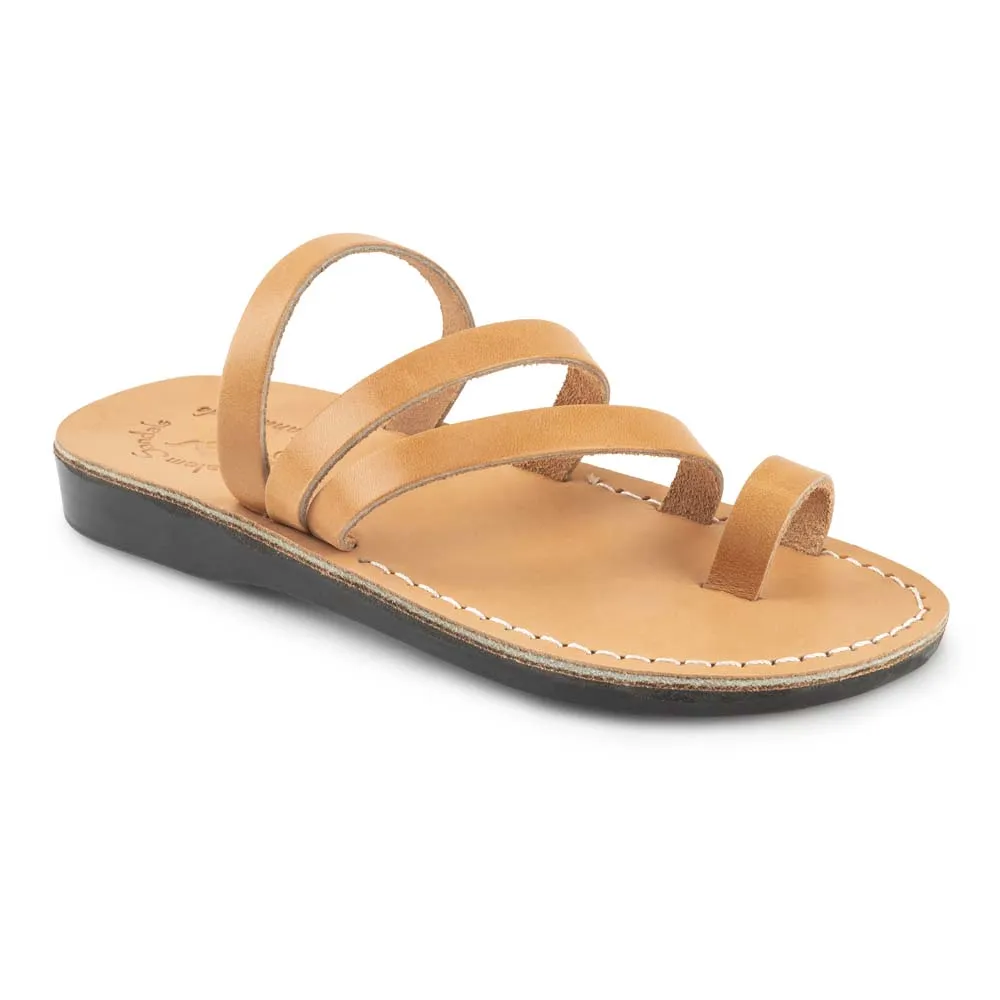 Nora - Leather Strappy Flat Sandal | Tan