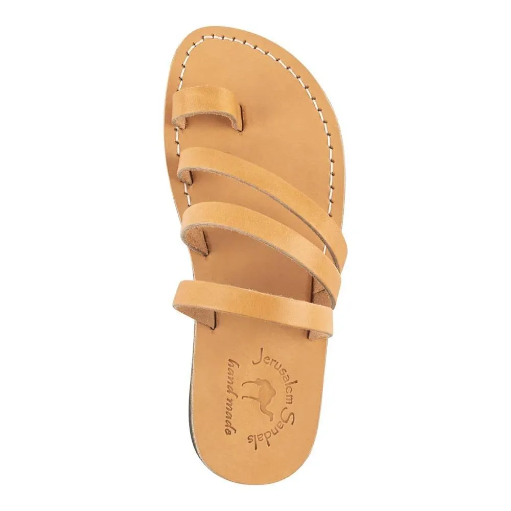 Nora - Leather Strappy Flat Sandal | Tan