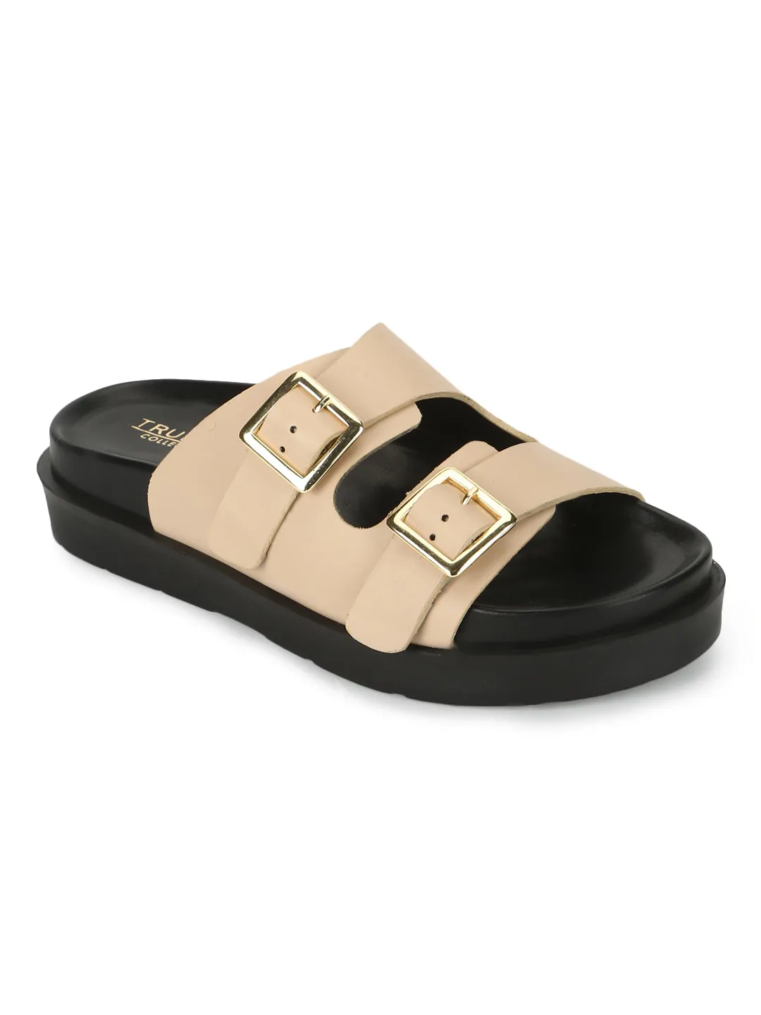 Nude PU Side Buckle Slides