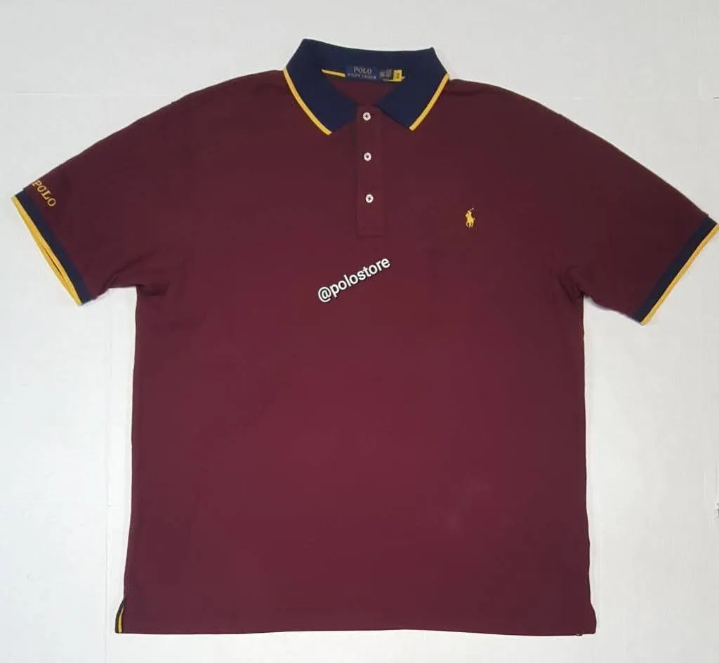 Nwt Polo Big & Tall Burgundy Small Pony Polo Spellout on Sleeve