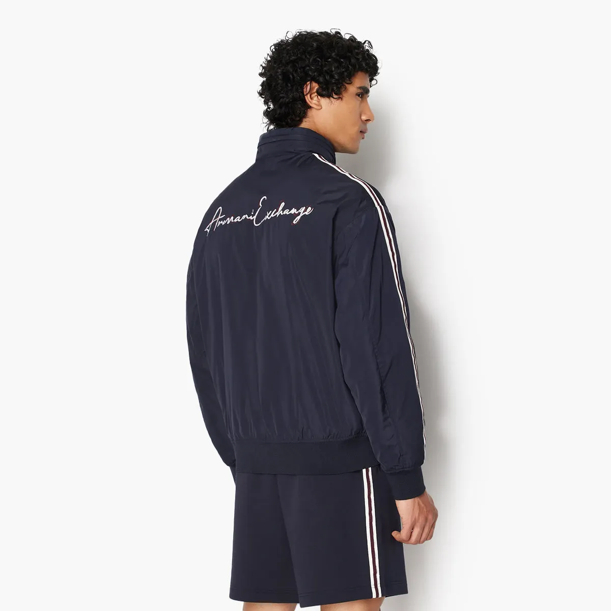 Nylon Jacket with Script Logo, Contrasting Design