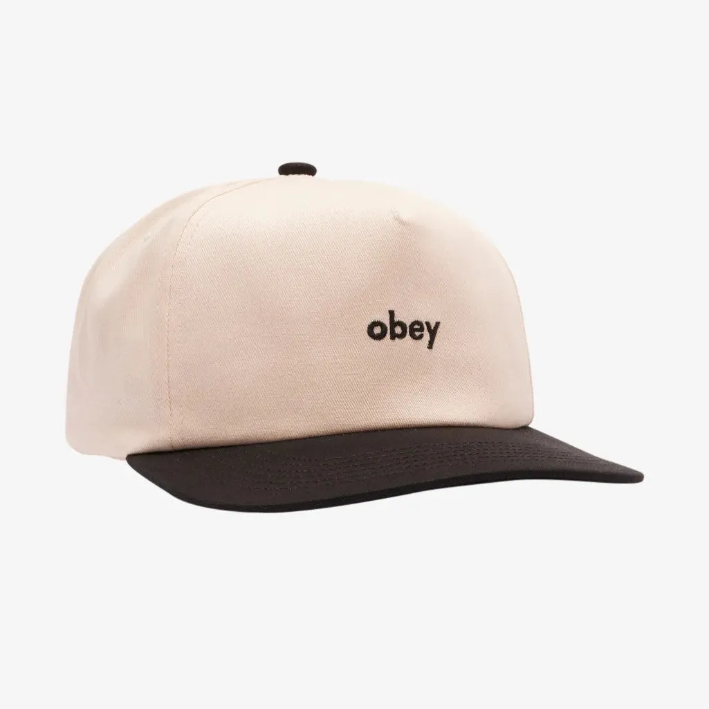 OBEY Case 5 Panel Snapback in White/Black