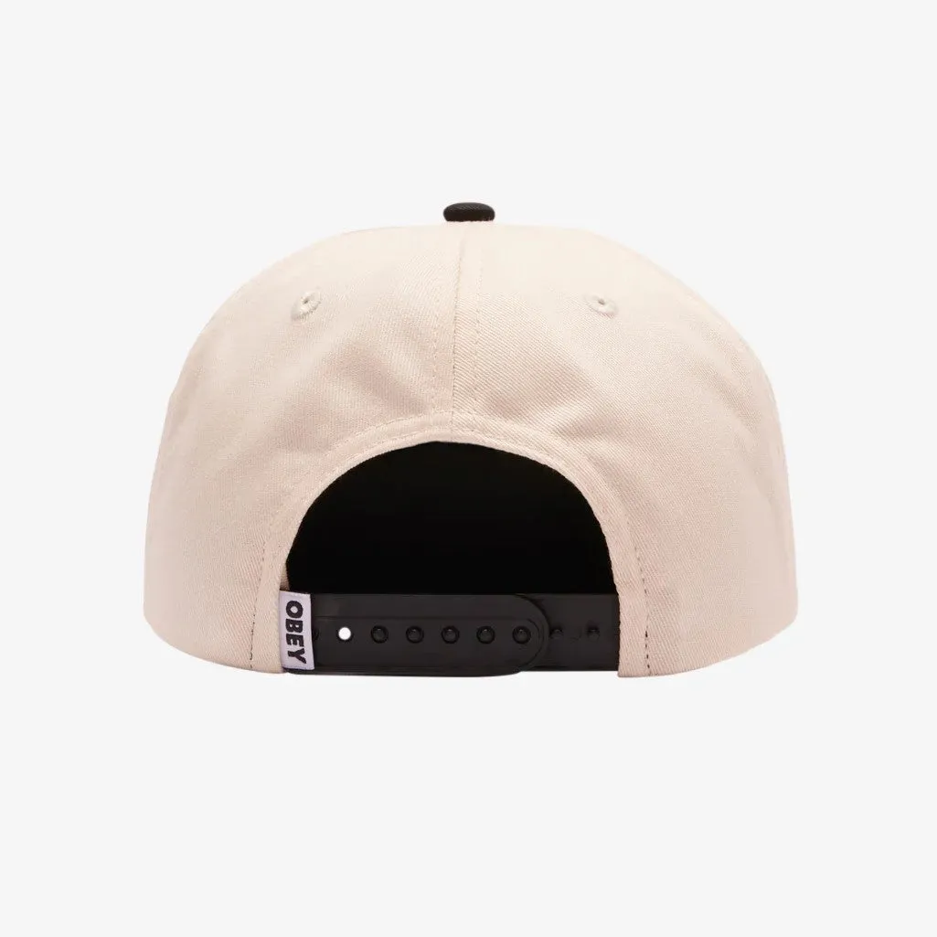 OBEY Case 5 Panel Snapback in White/Black