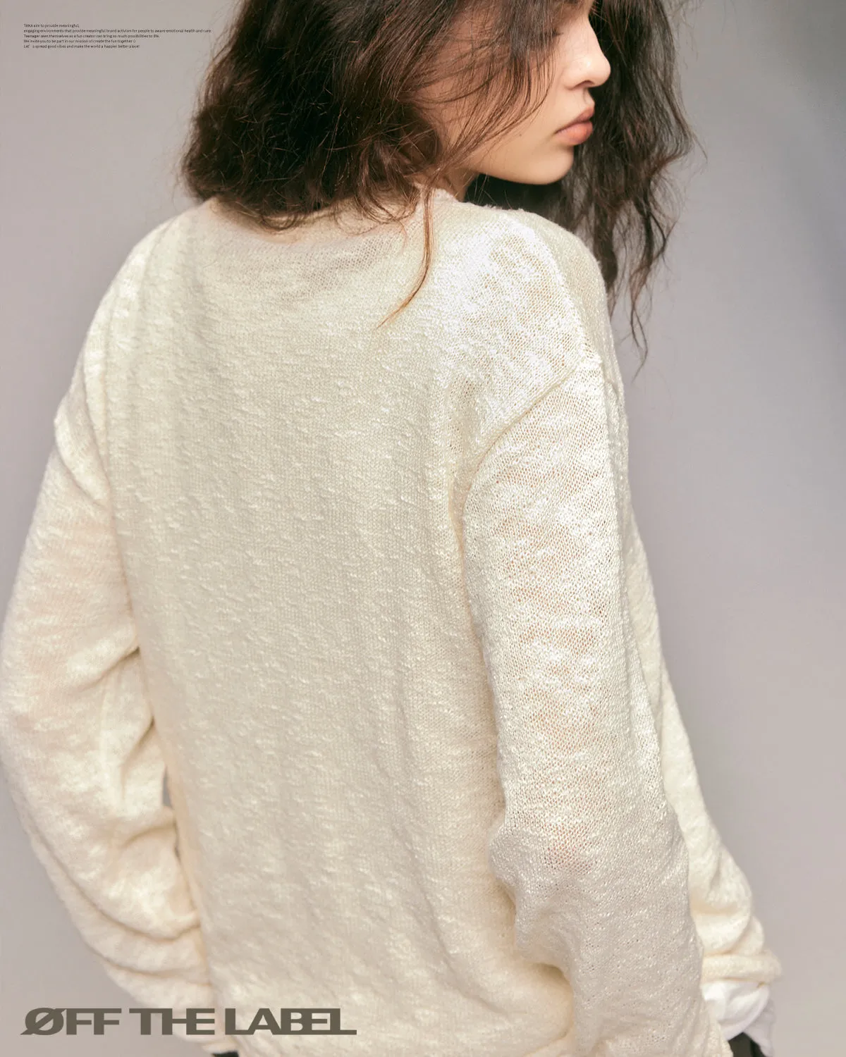 OFF THE LABEL Textured Knit Crewneck Sweate Beige