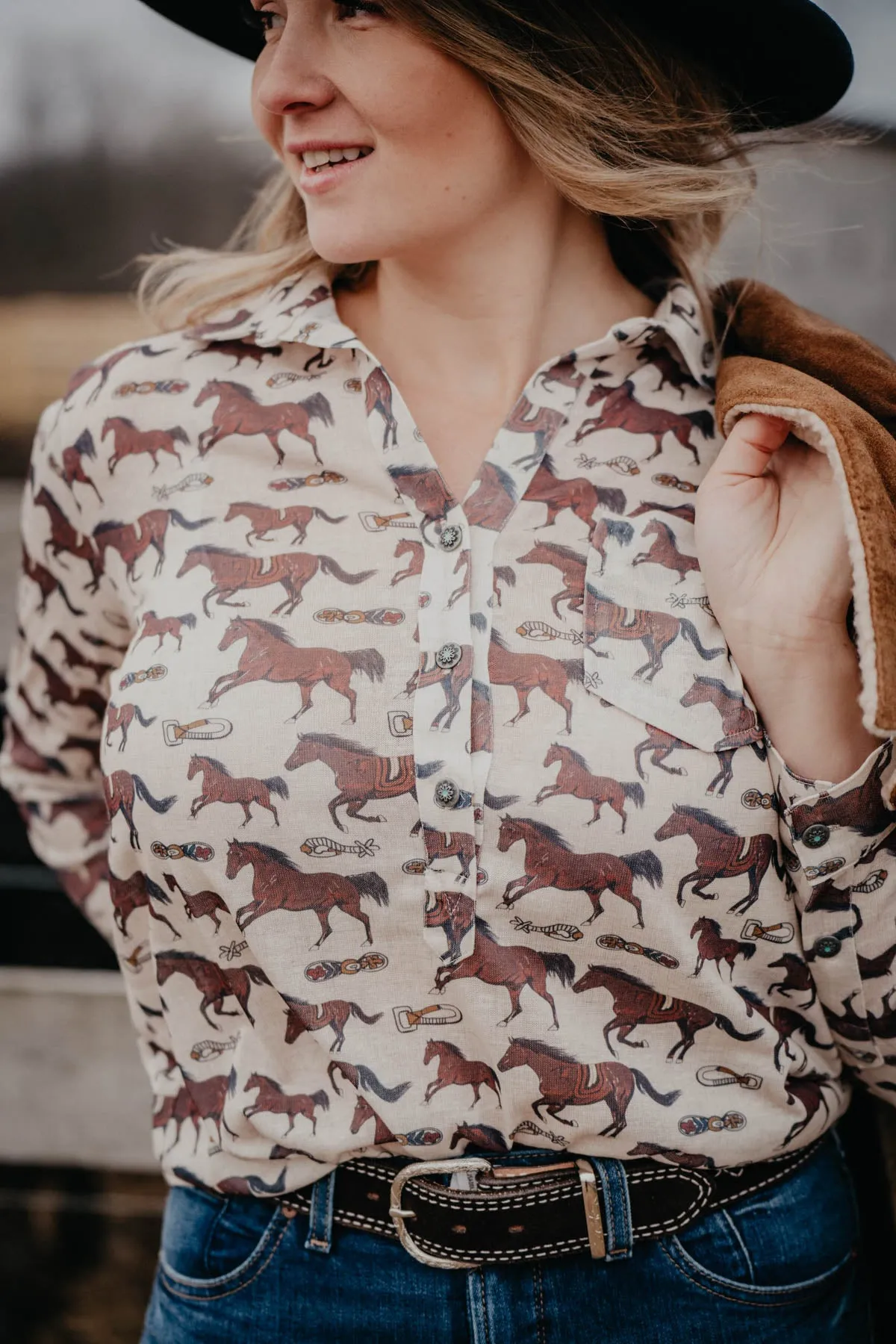 'Old Town' Horse Print Shirt by Tasha Polizzi (S-L)