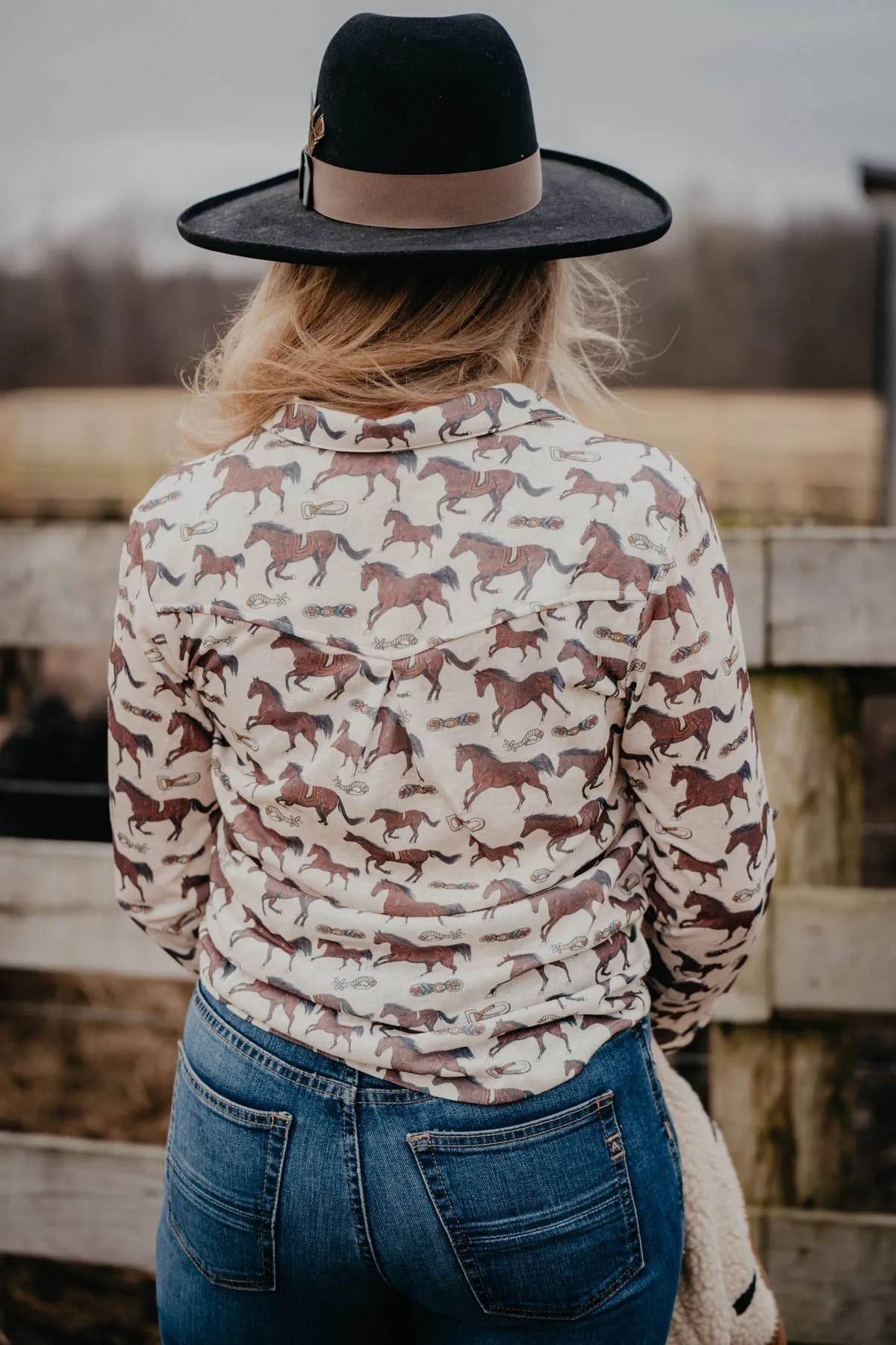 'Old Town' Horse Print Shirt by Tasha Polizzi (S-L)